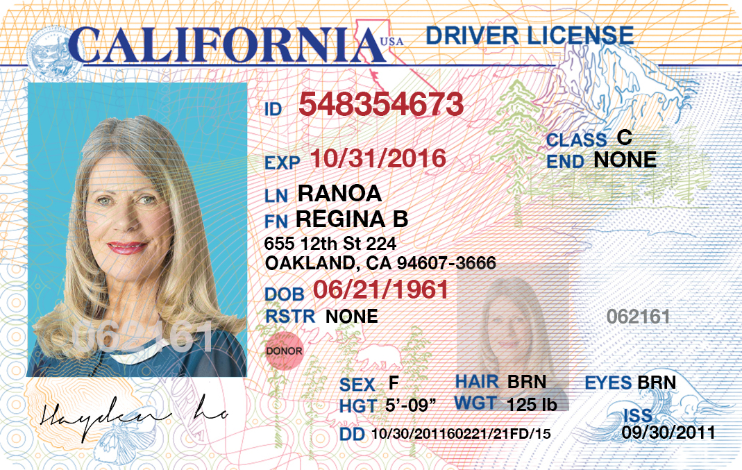 California Driver License Font Type
